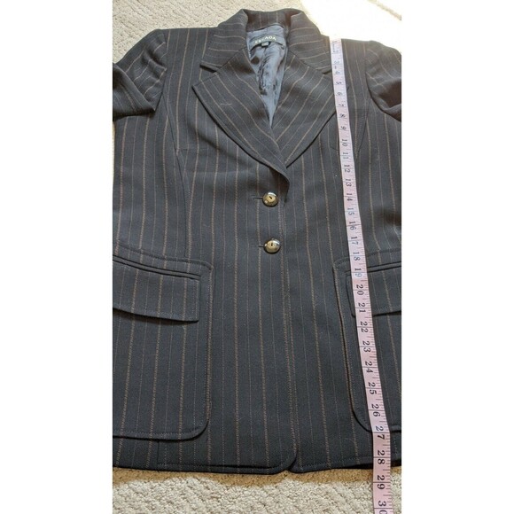 Escada Blazer Black Pinstripe Wool 2 Button Lined Business Office Size 36 - Picture 4 of 9